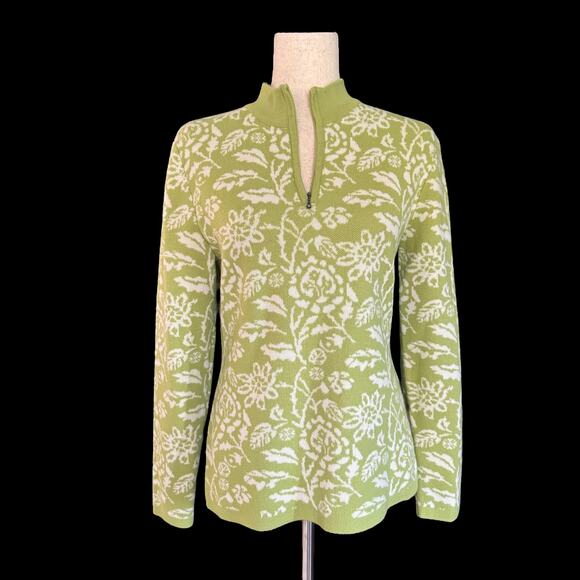 Meister Wool Blend Floral Sweater Women's Sz Medium Large Green All over Print - Picture 1 of 13